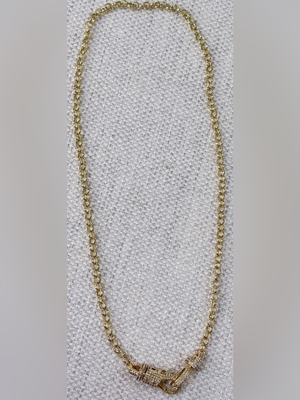 NEW handmade 18kt Plated Rolo Gold Chain Necklace 20” cz lobster claw clasp